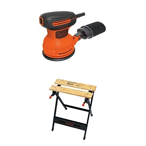  BLACK+DECKER Random Orbit Sander, 5-Inch with Workmate Portable Workbench, 350-Pound Capacity (BDERO100 & WM125)