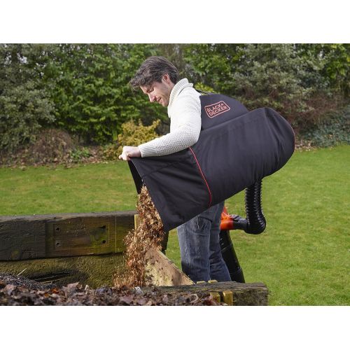  Black+Decker GWBP1-XJ Catcher Backpack (Includes Flexible Suction Hose, 72L Capacity, Compatible with These Leaf Vacuums: GW2810, GW2838, GW3030, GW3031BP, GW3050) GWBP1