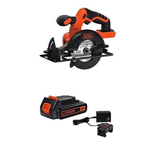  BLACK+DECKER 20V MAX 5-1/2-Inch Cordless Circular Saw, Tool Only with Lithium Battery & Charger (BDCCS20B & LBXR20CK)