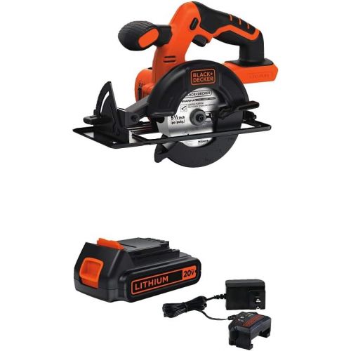  BLACK+DECKER 20V MAX 5-1/2-Inch Cordless Circular Saw, Tool Only with Lithium Battery & Charger (BDCCS20B & LBXR20CK)