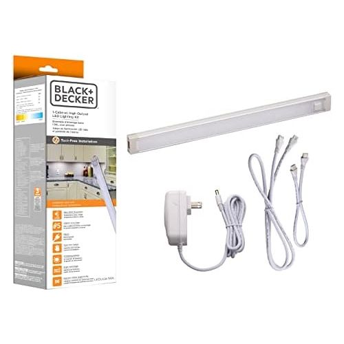  BLACK+DECKER LEDUC9-1WK LED Under Cabinet Kit with Motion Sensor, Dimmable Kitchen Accent Lighting, Tool-Free Install, Warm White 2700k, 9 Length, 1-Bar