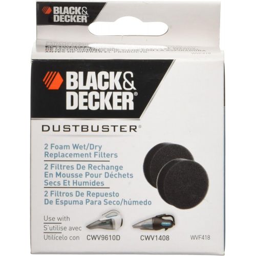  BLACK+DECKER Hand Vacuum Filter For Models CWV9610, CWV9610D, & CWV1408, Wet/Dry (WVF418)