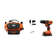 BLACK+DECKER BDINF20C 20V Lithium Cordless Multi-Purpose Inflator (Tool Only) with BLACK+DECKER LDX120C 20V MAX Lithium Ion Drill / Driver