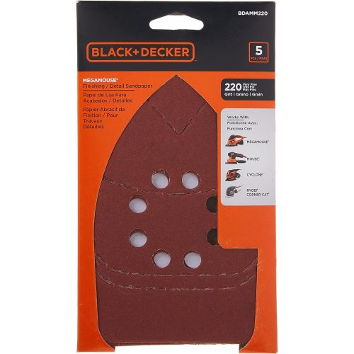  BLACK+DECKER BDAMM220 220G Mega Mouse Sandpaper, 5-Pack