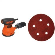 BLACK+DECKER BDERO100 Random Orbit Sander, 5-Inch with PORTER-CABLE 735501025 5-Inch Hook & Loop Sandpaper, 100 Grit with 5 Holes (25-Pack)