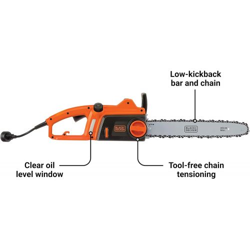  BLACK+DECKER Electric Chainsaw, 16-Inch, 12-Amp (CS1216)