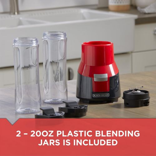  BLACK+DECKER FusionBlade Personal Blender with Two 20oz Personal Blending Jars, Red, PB1002R