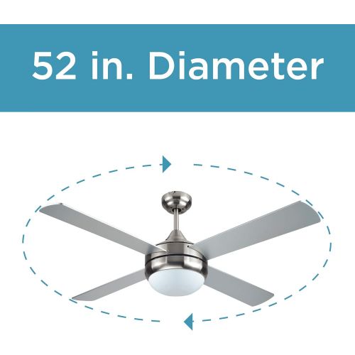  BLACK+DECKER BCF5252R 52-Inch 4-Bladed Remote Controllable Brushed Nickel Ceiling Fan, One Size, Silver