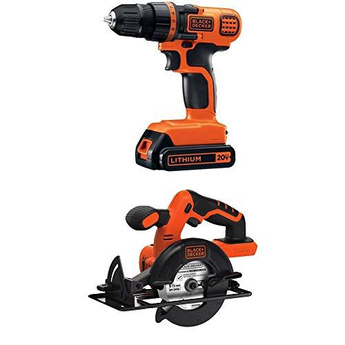  BLACK+DECKER BDCCS20B 20-volt Max Circular Saw Bare Tool, 5-1/2-Inch with BLACK+DECKER LDX120C 20V MAX Lithium Ion Drill / Driver