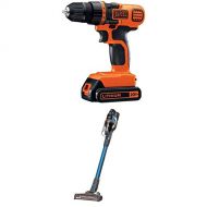 BLACK+DECKER 20V MAX Cordless Drill/Driver with POWERSERIES Extreme Cordless Stick Vacuum, Blue (LDX120C & BSV2020G)