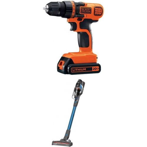  BLACK+DECKER 20V MAX Cordless Drill/Driver with POWERSERIES Extreme Cordless Stick Vacuum, Blue (LDX120C & BSV2020G)