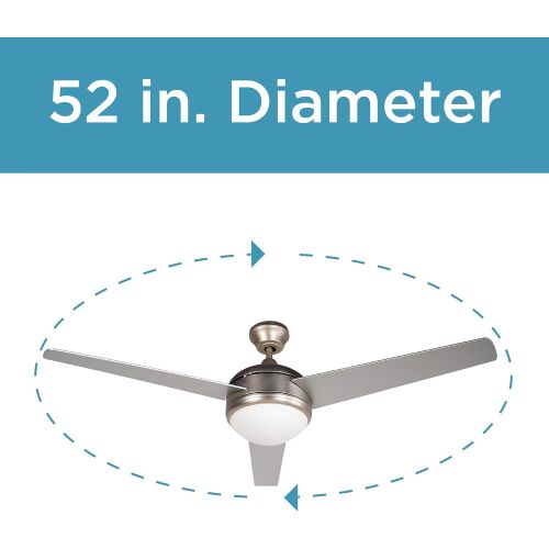  BLACK+DECKER BCF5201R 52-Inch 3-Bladed Remote Controllable Brushed Nickel Ceiling Fan, One Size, Silver