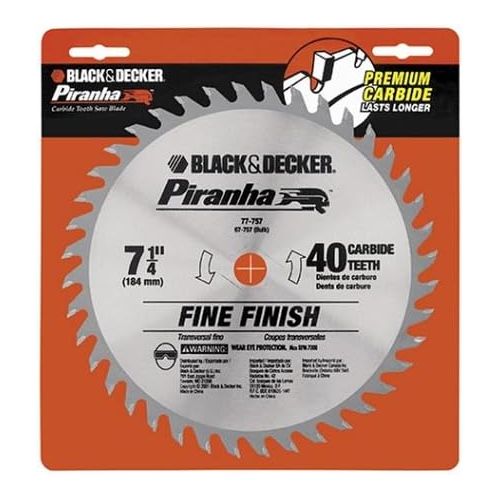  Black & Decker 77-757 Piranha 7-1/4-Inch 40 Tooth ATB Thin Kerf Fine Finishing Saw Blade with 5/8-Inch and Diamond Knockout Arbor