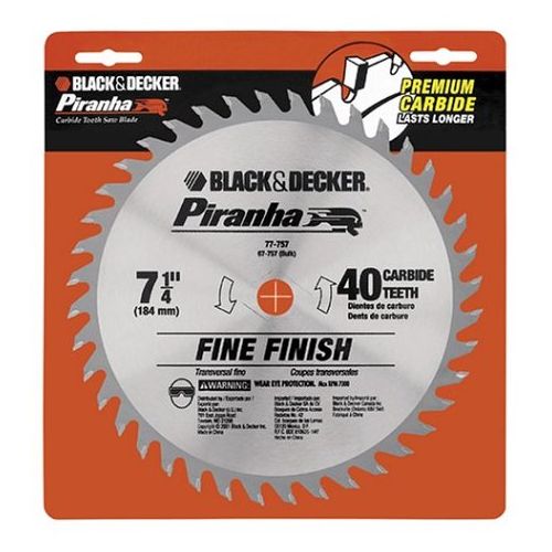  Black & Decker 77-757 Piranha 7-1/4-Inch 40 Tooth ATB Thin Kerf Fine Finishing Saw Blade with 5/8-Inch and Diamond Knockout Arbor