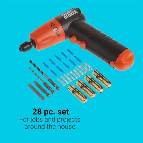  BLACK+DECKER Cordless Screwdriver, 6V, 1/4-Inch Hex (AD600)