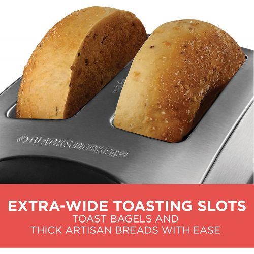  BLACK+DECKER 2-Slice Toaster, Modern, Stainless Steel, T2707S,Silver