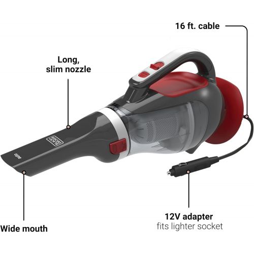  BLACK+DECKER dustbuster Handheld Vacuum for Car, Cordless, Red (BDH1220AV)