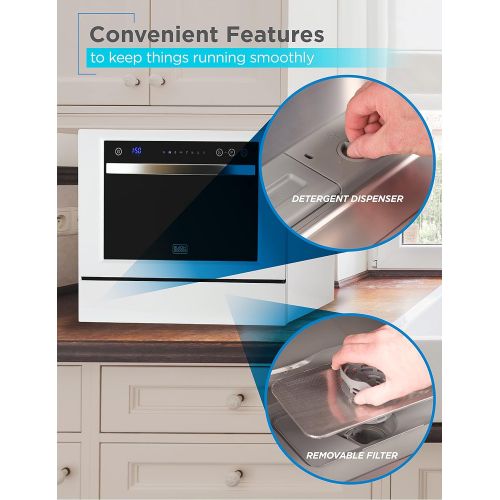  BLACK+DECKER BCD6W 6 Place Setting Compact Countertop Dishwasher