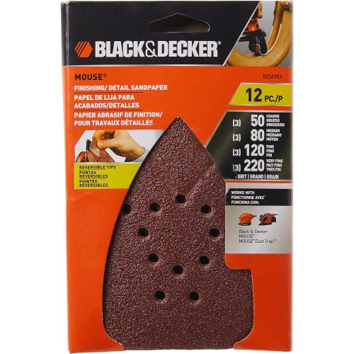  BLACK+DECKER Sandpaper Assortment for Mouse Sander, 12-Pack (BDAMX)