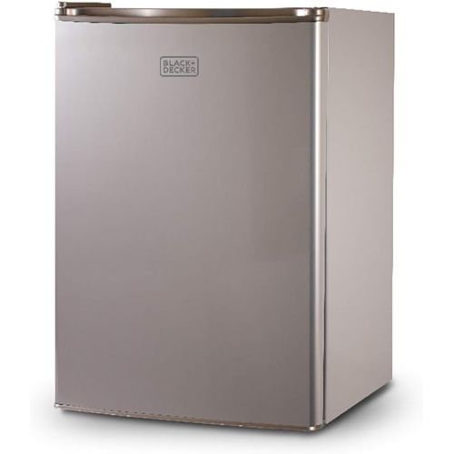  BLACK+DECKER BCRK25V Compact Refrigerator Energy Star Single Door Mini Fridge with Freezer, 2.5 Cubic Feet, VCM, Brushed Metal Finish