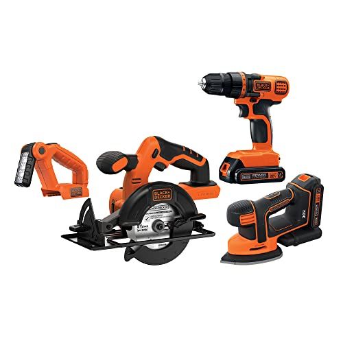  BLACK+DECKER 20V MAX Cordless Drill Combo Kit, 4 Tool (BD4KITCDCMSL)