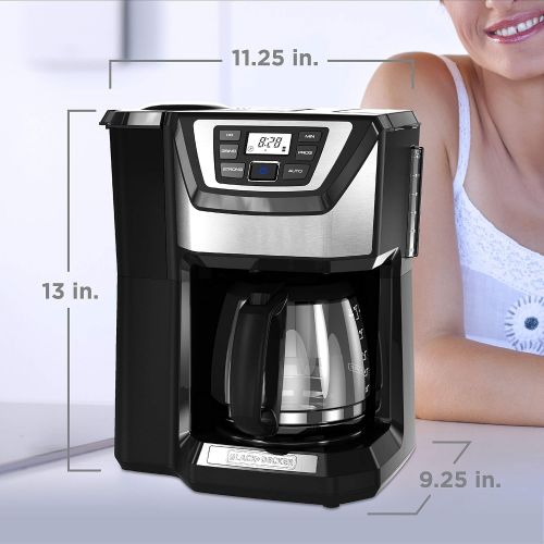  BLACK+DECKER 12-Cup Mill and Brew Coffeemaker, Black, CM5000B