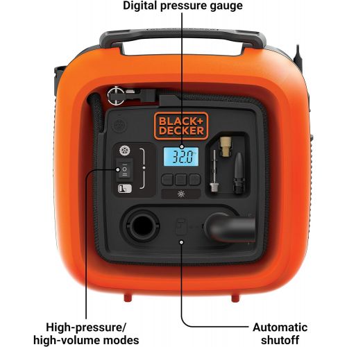  BLACK+DECKER Cordless Tire Inflator, Multi-purpose, Portable, 12V (BDINF12C)