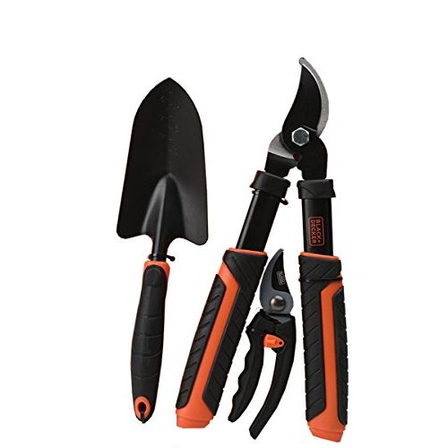  BLACK+DECKER BD2863 3-Piece Garden Tool Combo, Black/Orange