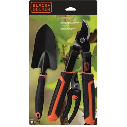  BLACK+DECKER BD2863 3-Piece Garden Tool Combo, Black/Orange