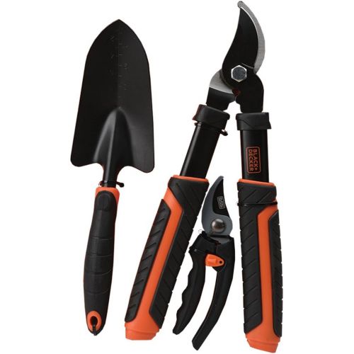  BLACK+DECKER BD2863 3-Piece Garden Tool Combo, Black/Orange