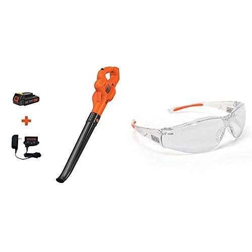  BLACK+DECKER 20V MAX Sweeper with Safety Eyewear, Lightweight, Clear Lens (LSW221 & BD250-1C)