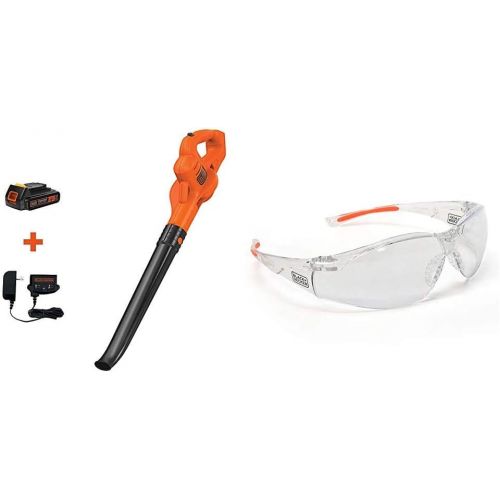  BLACK+DECKER 20V MAX Sweeper with Safety Eyewear, Lightweight, Clear Lens (LSW221 & BD250-1C)