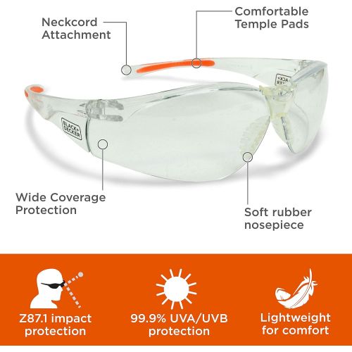  BLACK+DECKER 20V MAX Sweeper with Safety Eyewear, Lightweight, Clear Lens (LSW221 & BD250-1C)