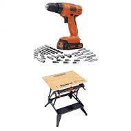 BLACK+DECKER LD120VA 20-Volt Max Lithium Drill/Driver with 30 Accessories - Orange with BLACK+DECKER WM425-A Portable Project Center and Vise