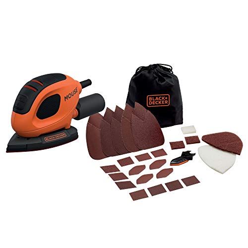  BLACK+DECKER BEW230BC-QS BEW230BC-QS-Lijadora Mouse 55W con 15 accesorios y Bolsa