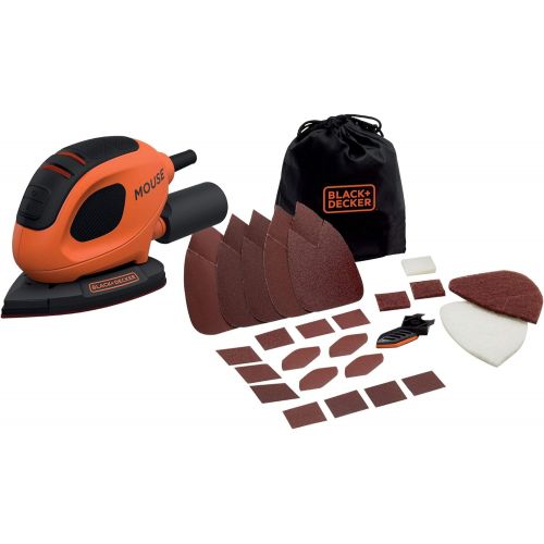  BLACK+DECKER BEW230BC-QS BEW230BC-QS-Lijadora Mouse 55W con 15 accesorios y Bolsa