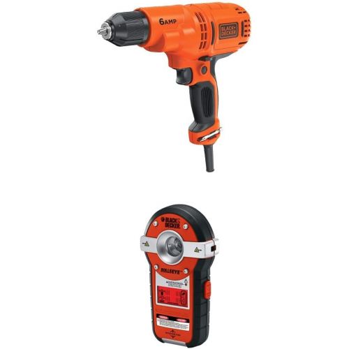  BLACK+DECKER Corded Drill, 6.0-Amp, 3/8-Inch with Line Laser, Auto-leveling with Stud Sensor (DR340C & BDL190S)