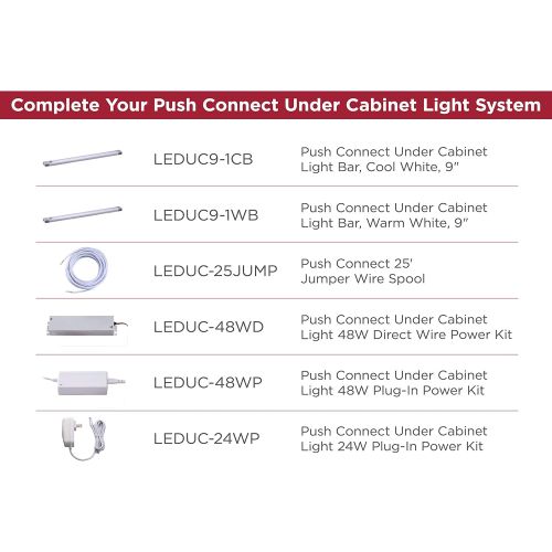  BLACK+DECKER LEDUC-48WP Cabinet Light 48W Plug-in Power Kit Push Wire, Gray
