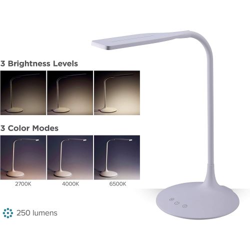  BLACK+DECKER VLED1819-BD Battery LED Desk Lamp, Dimmable with Adjustable Color Temperature, 4 Hour Battery Life, Rechargeable, Eco Friendly, White