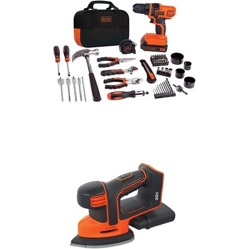  BLACK+DECKER BDCMS20B 20V Cordless Mouse Sander, Baretool with LDX120PK 20V MAX Cordless Drill and Battery Power Project Kit