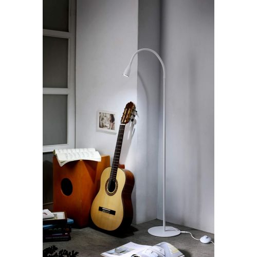 BLACK+DECKER Gooseneck LED Floor Lamp, 54 Height with Weighted Base, White (VLED1824F-WHITE-BD)