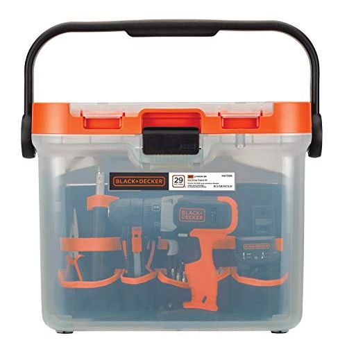  BLACK+DECKER BCKSB29C1 20V MAX* Cordless Drill with 28-Piece Home Project Kit in Translucent Tool Box