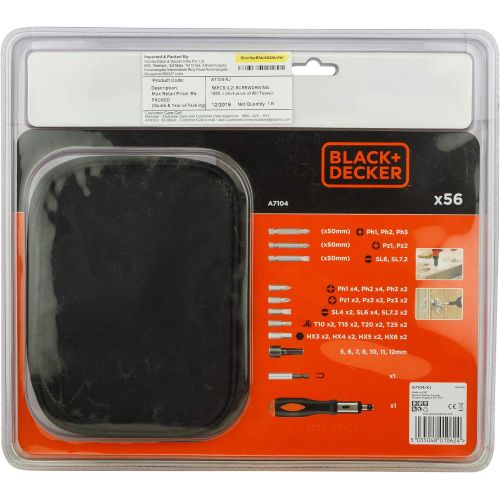  BLACK+DECKER A7104-XJ A7104-XJ-Juego 56 piezas para atornillar con atornillador de carraca