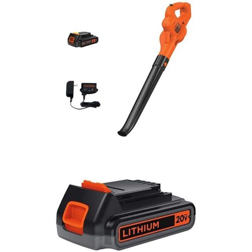  BLACK+DECKER 20V MAX Lithium Sweeper with Extra Lithium Battery 2.0 Amp Hour (LSW221AM & LBXR2020-OPE)