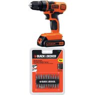 Black & Decker LDX120C 20-Volt MAX Lithium-Ion Cordless Drill/Driver w/ 71-081 Double Ended Screwdriving Bit Set, 10-Piece