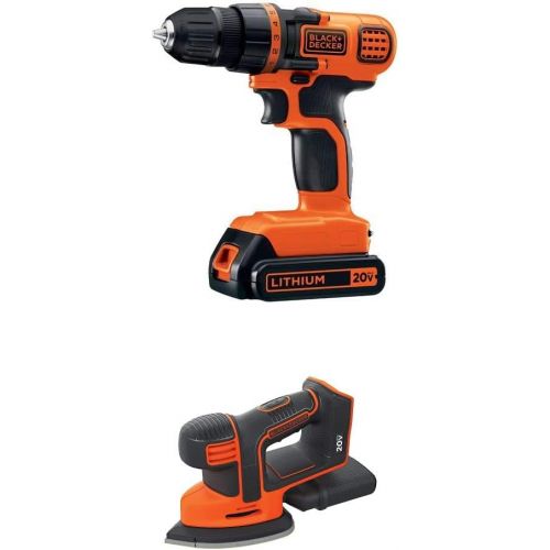  BLACK+DECKER BDCMS20B 20V Cordless Mouse Sander, Baretool with BLACK+DECKER LDX120C 20V MAX Lithium Ion Drill / Driver