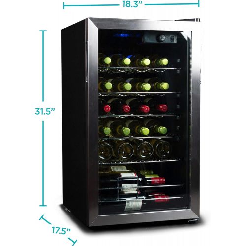  BLACK+DECKER Wine Cooler Refrigerator, 26 Bottle Compressor Cooling Wine Fridge with Blue Light & LED Display, Freestanding Wine Cooler, BD61536