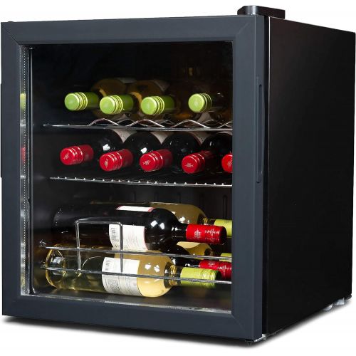  BLACK+DECKER Wine Fridge 14 Bottles, Wine Cooler Refrigerator with Compressor Cooling, Freestanding Wine Refrigerator with Chrome Shelving, BD61516