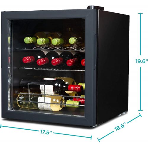  BLACK+DECKER Wine Fridge 14 Bottles, Wine Cooler Refrigerator with Compressor Cooling, Freestanding Wine Refrigerator with Chrome Shelving, BD61516