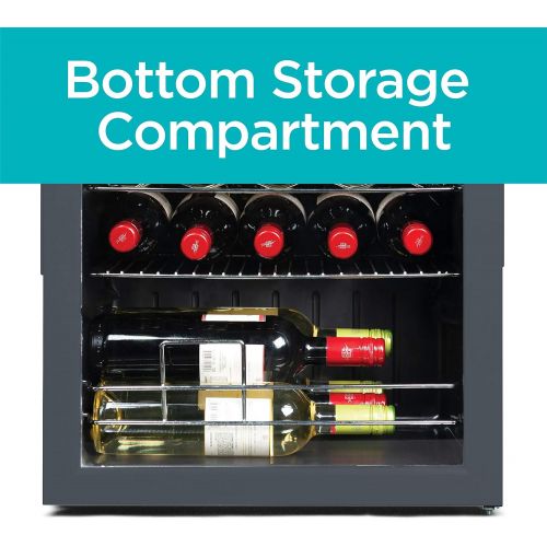  BLACK+DECKER Wine Fridge 14 Bottles, Wine Cooler Refrigerator with Compressor Cooling, Freestanding Wine Refrigerator with Chrome Shelving, BD61516